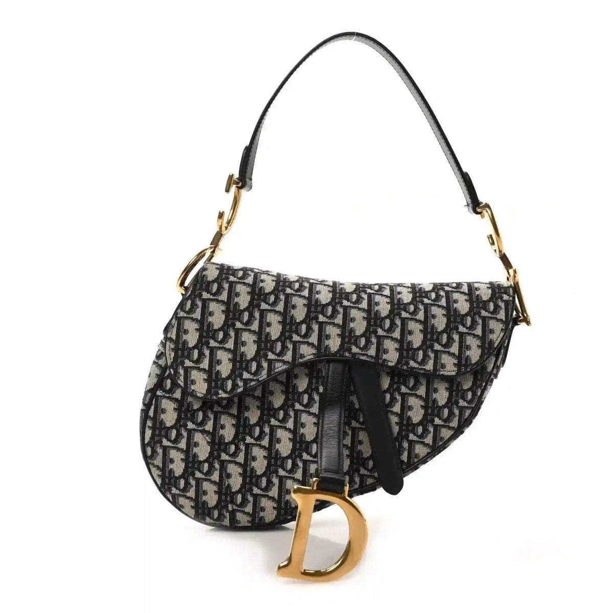 Christian Dior Oblique Monogram Canvas Saddle Shoulder Bag Blue - NEESTRA