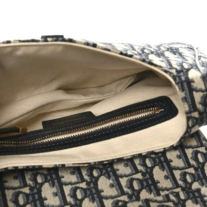 Christian Dior Oblique Monogram Canvas Saddle Shoulder Bag Blue - NEESTRA