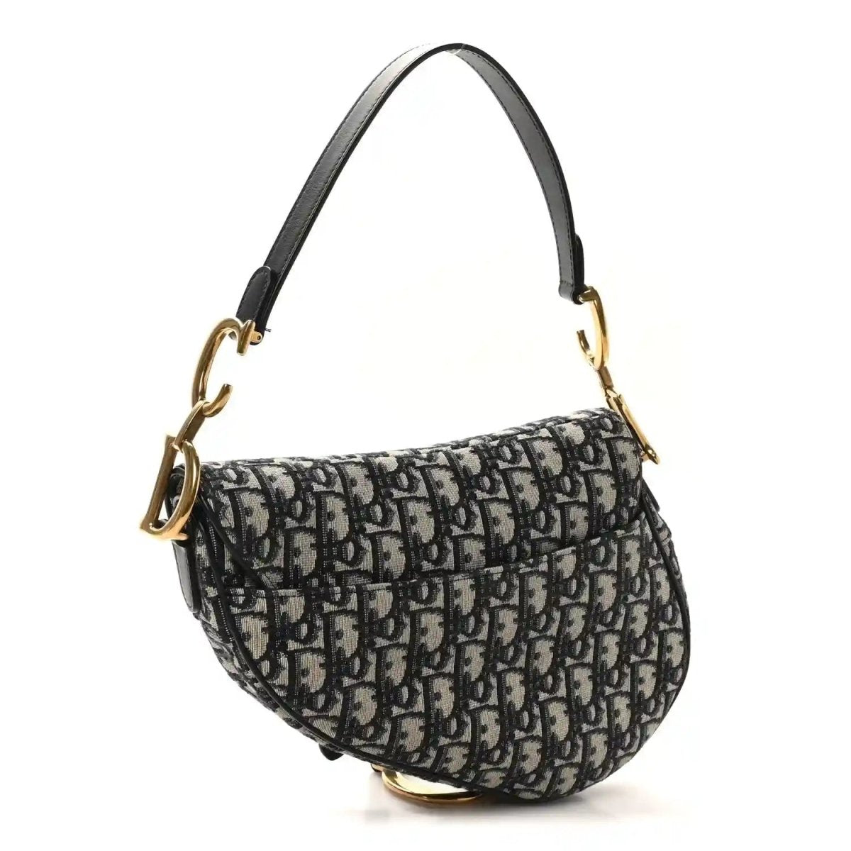 Christian Dior Oblique Monogram Canvas Saddle Shoulder Bag Blue - NEESTRA