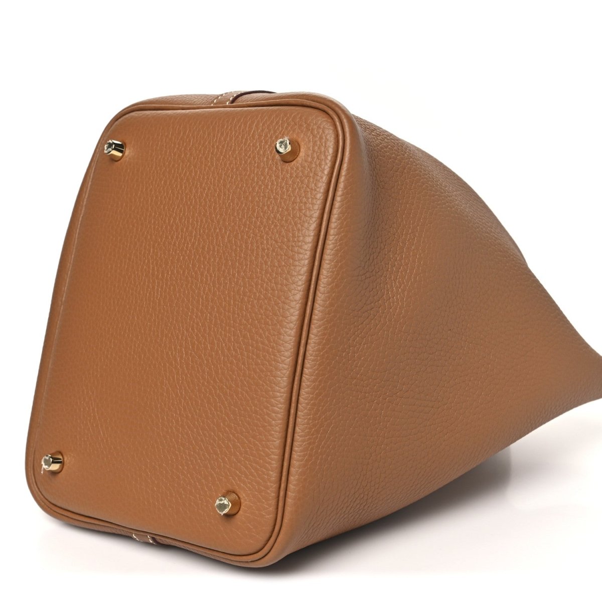 Clemence Calfskin Leather Picotin Lock 22 MM Tote Gold - NEESTRA