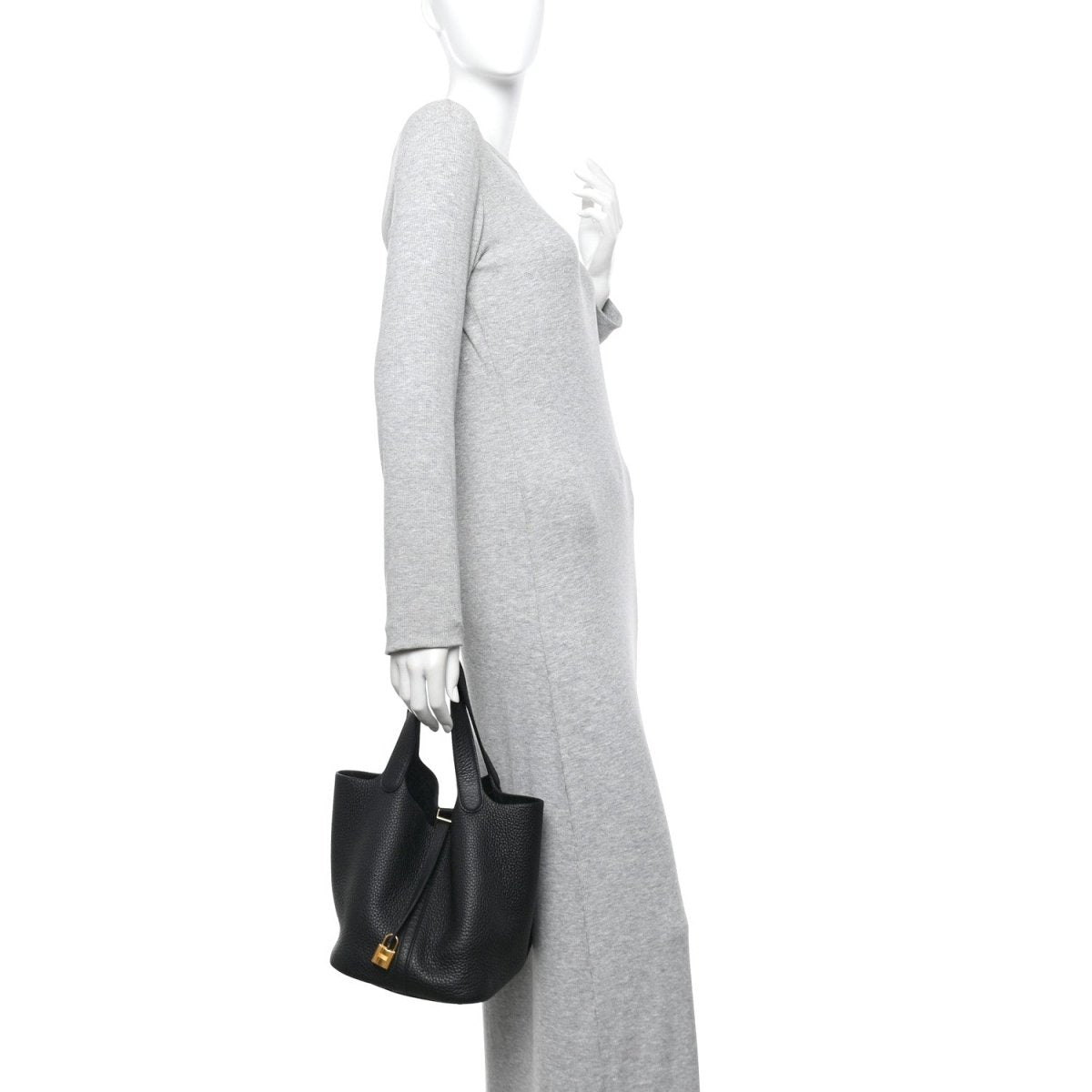Clemence Picotin Lock 22 MM Tote Handbag Black - NEESTRA