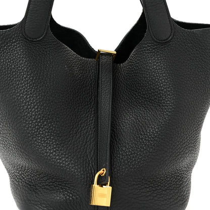 Clemence Picotin Lock 22 MM Tote Handbag Black - NEESTRA