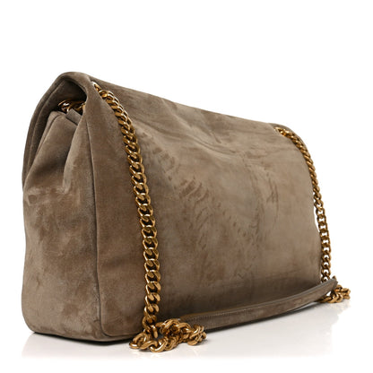 Saint Laurent Calypso Suede Large Shoulder Bag Taupe