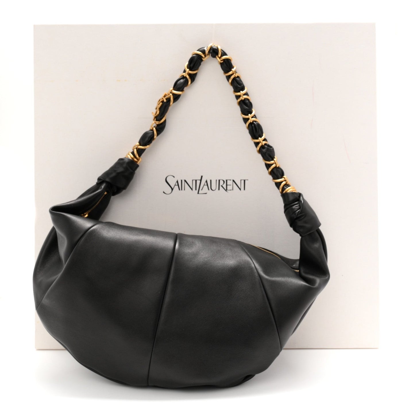 Saint Laurent Lambskin Small Amalia Hobo Black