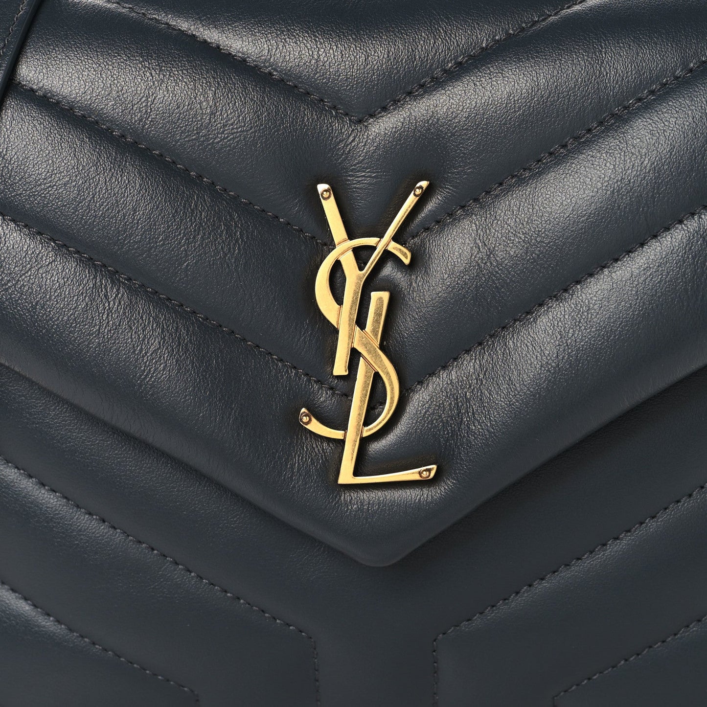 SAINT Laurent Calfskin Y Quilted Monogram Small Loulou Chain Satchel Dark Smog