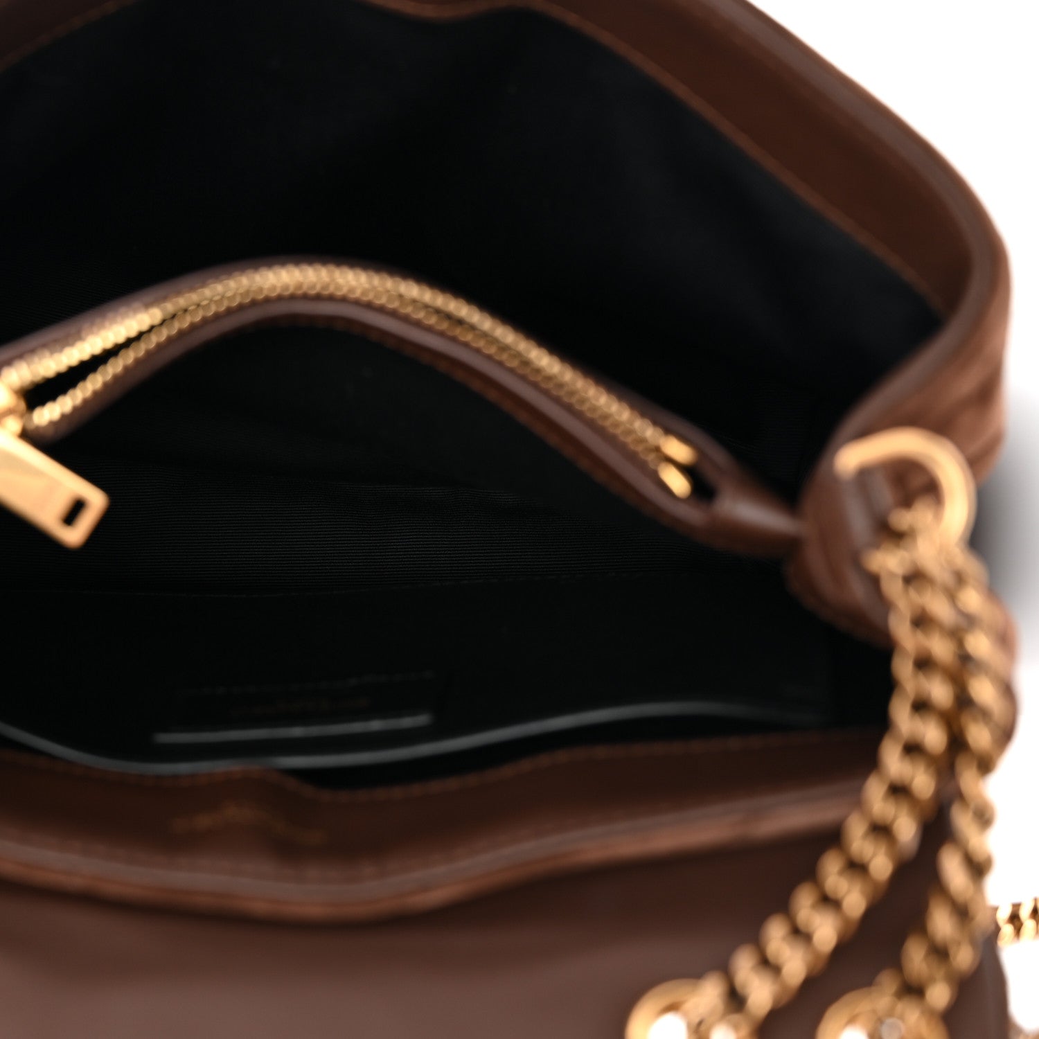 Saint Laurent Suede Calfskin Y Quilted Monogram Small Loulou Chain Satchel Bark Brown