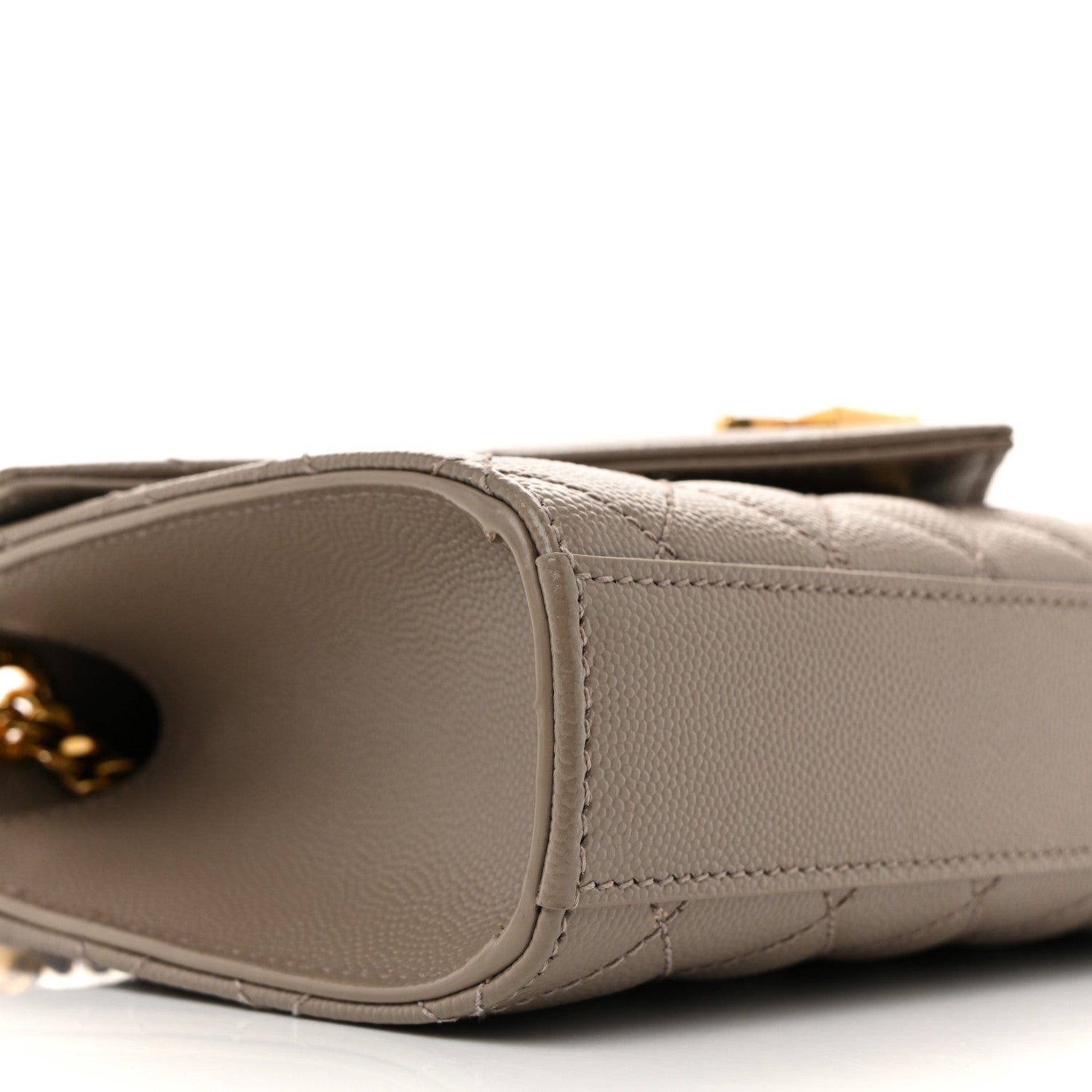Saint Laurent Grain De Poudre Textured Mixed Matelasse Triquilt Small Monogram Satchel Greyish Brown