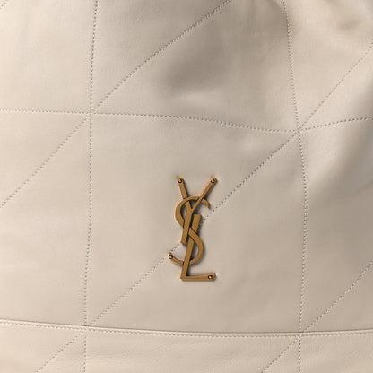 SAINT LAURENT Lambskin Matelasse Monogram Large Jamie 4.3 Pochon Crema Soft Off White