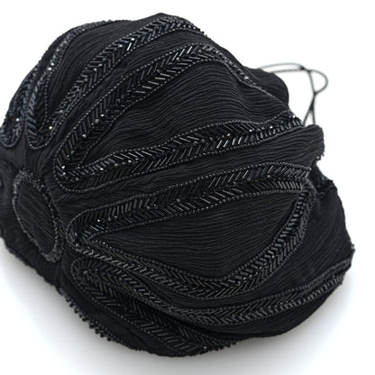 Saint Laurent Chiffon Silk Crepe Beaded Pochon Broderie Bag Black
