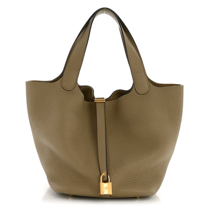 Taurillon Clemence Picotin Lock 22 MM Tote Beige Marfa