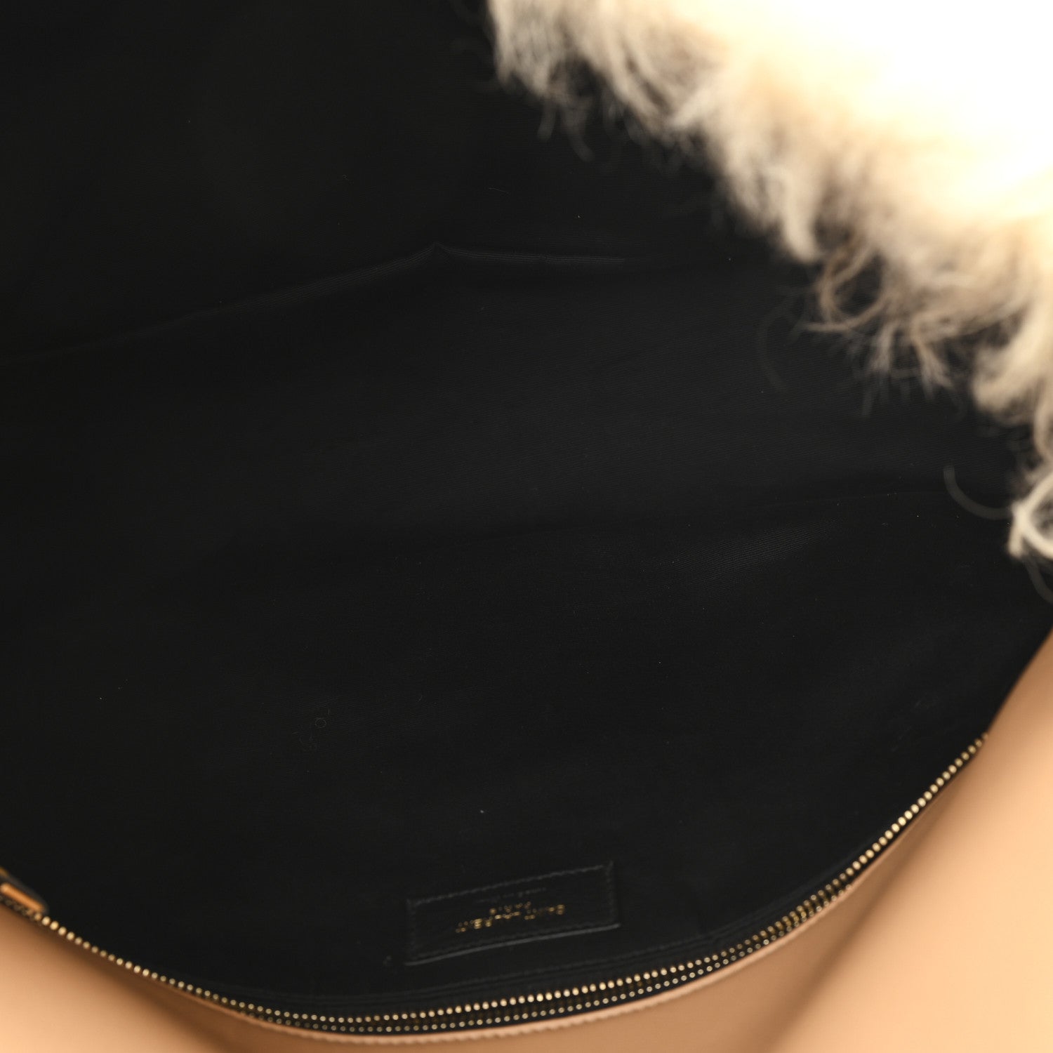 SAINT LAURENT Shearling Shoulder Bag Natural