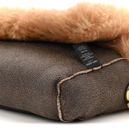 Saint Laurent Shearling Calfskin Small Reversible Monogram Kate Satchel Ecru Dark Brown
