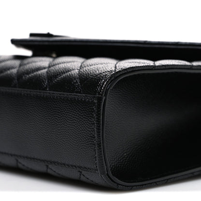 Saint Laurent Grain De Poudre Matelasse Medium Monogram Satchel Black