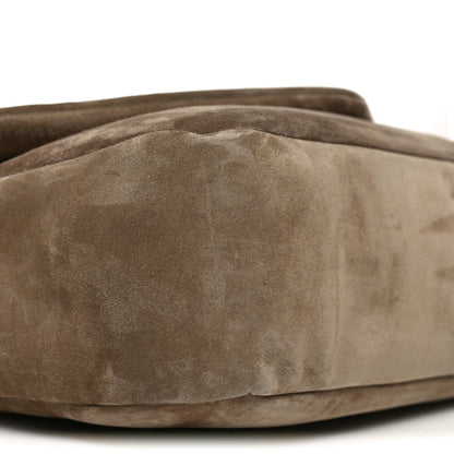 Saint Laurent Calypso Suede Large Shoulder Bag Taupe