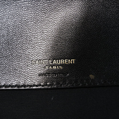 Saint Laurent Large LouLou Chevron Quilted Lambskin Leather Shoulder Bag Black