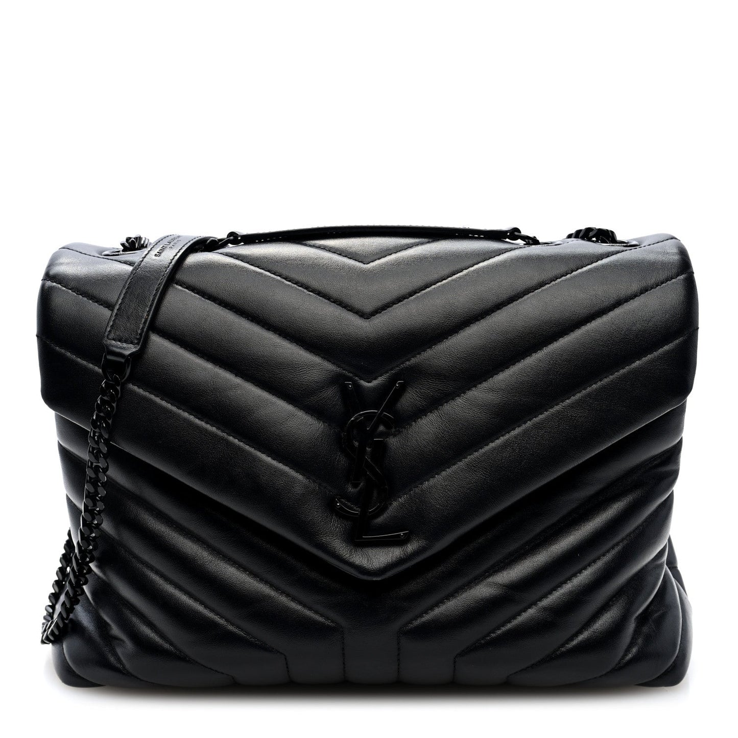 Saint Laurent Loulou Quilted Calfskin Chain Satchel Medium Black