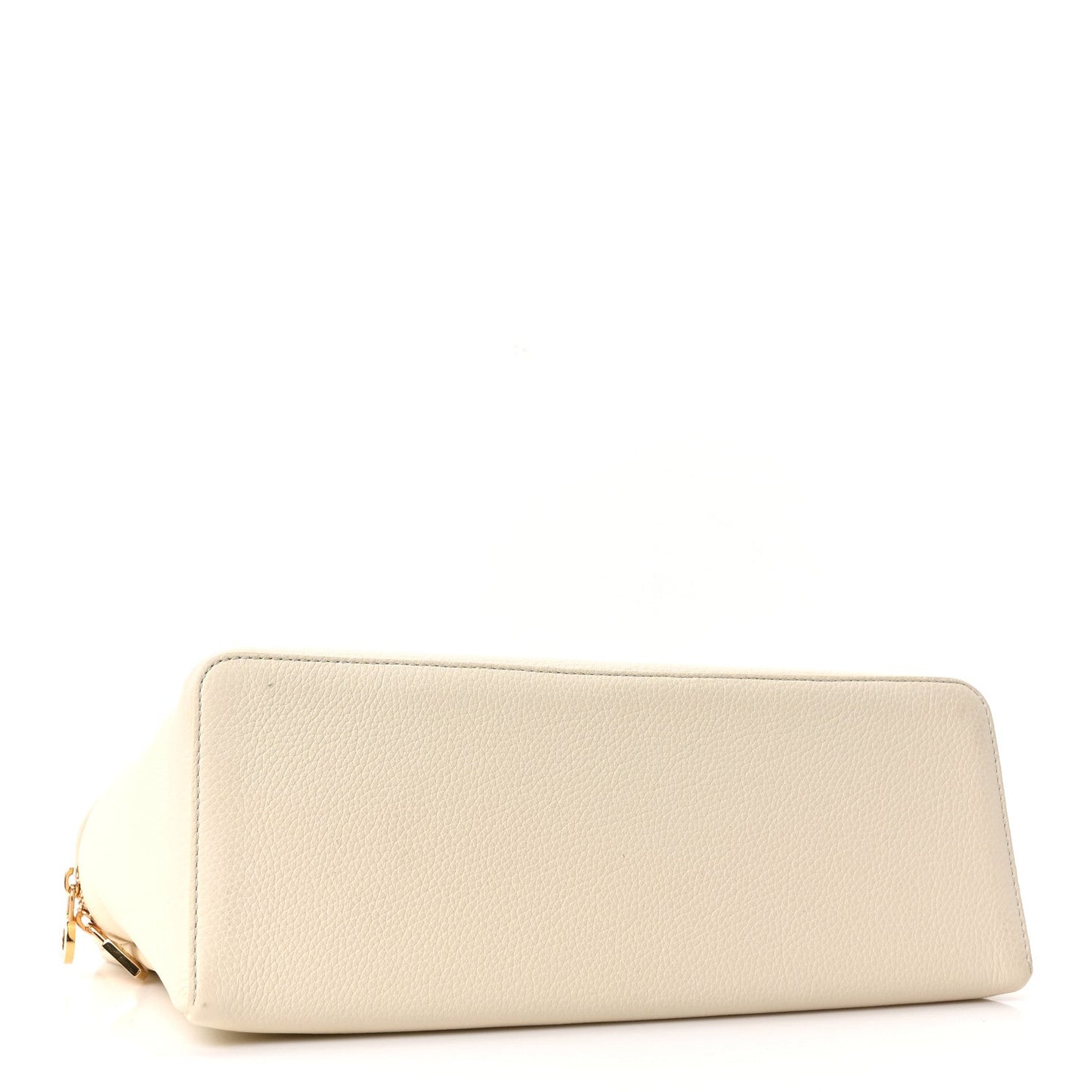 White lambskin extra pocket bag, front view with top zip closure