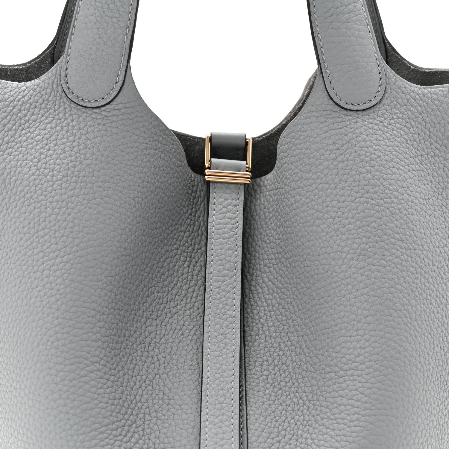 Picotin Lock 22 MM Tote Bag Clemence Calfskin Leather Gris Pantin