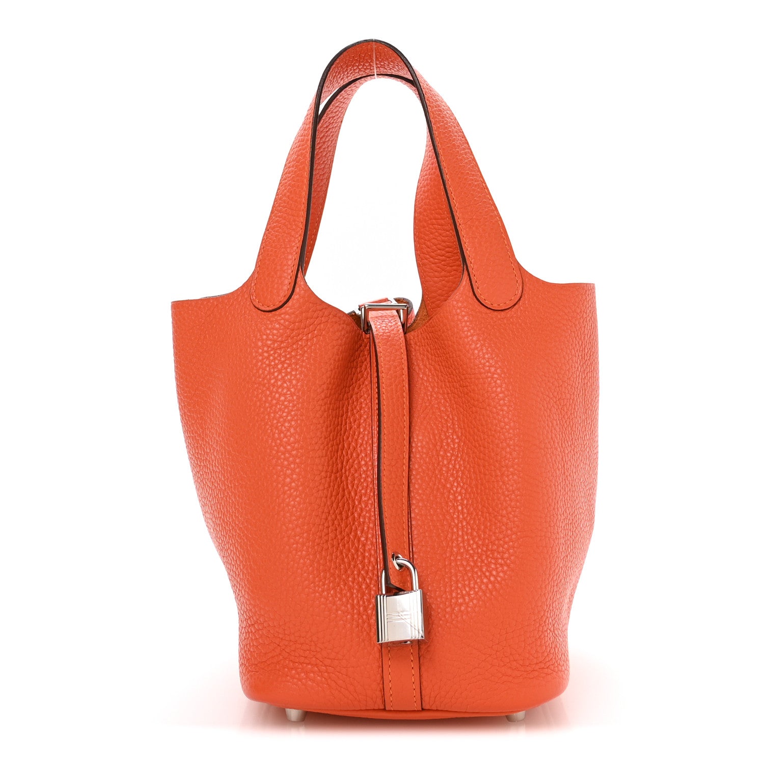 Taurillon Clemence Picotin Lock 18 PM Orange Poppy Handbag