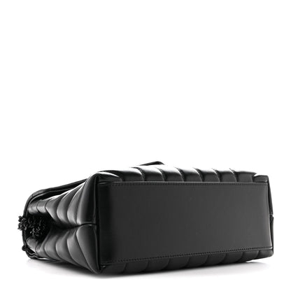 Saint Laurent Loulou Small Chevron Quilted Calfskin Chain Satchel Black