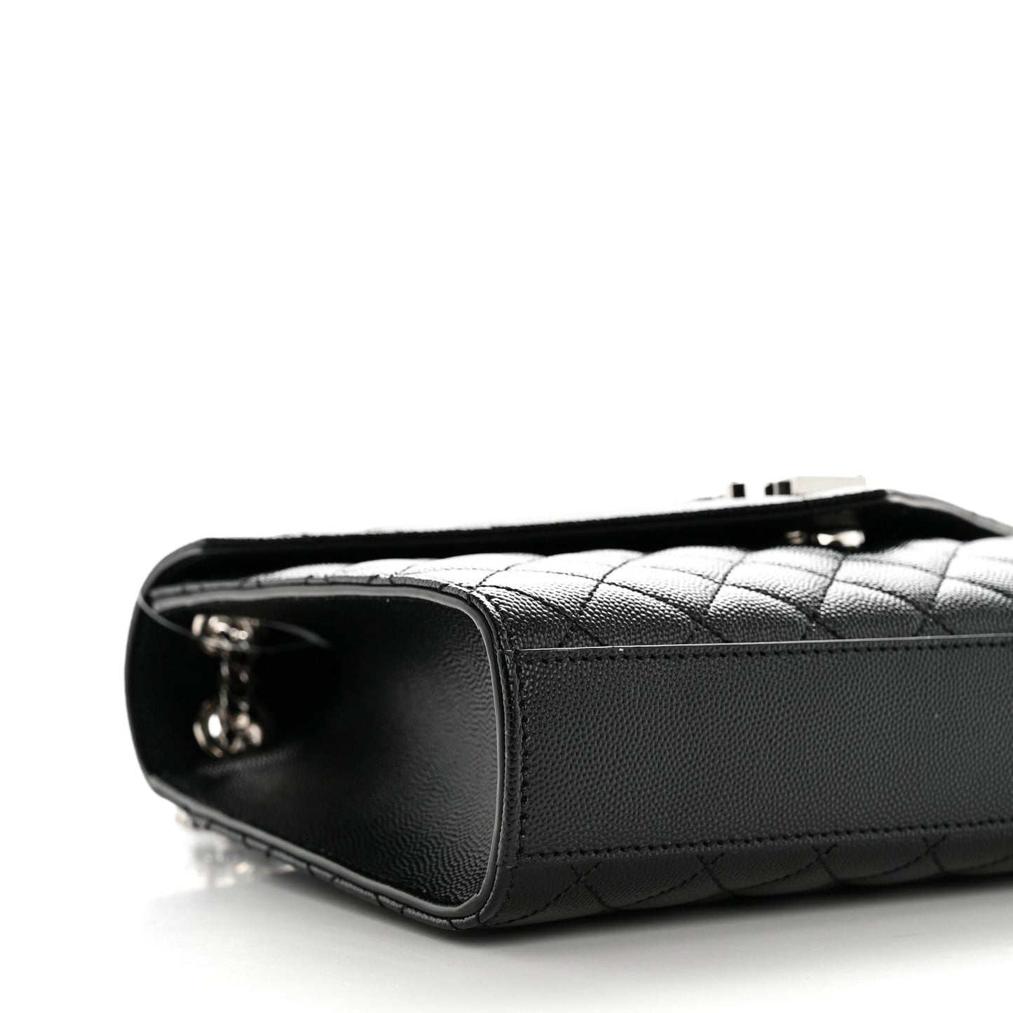 Saint Laurent Mixed Matelasse Triquilt Medium Monogram Satchel Black