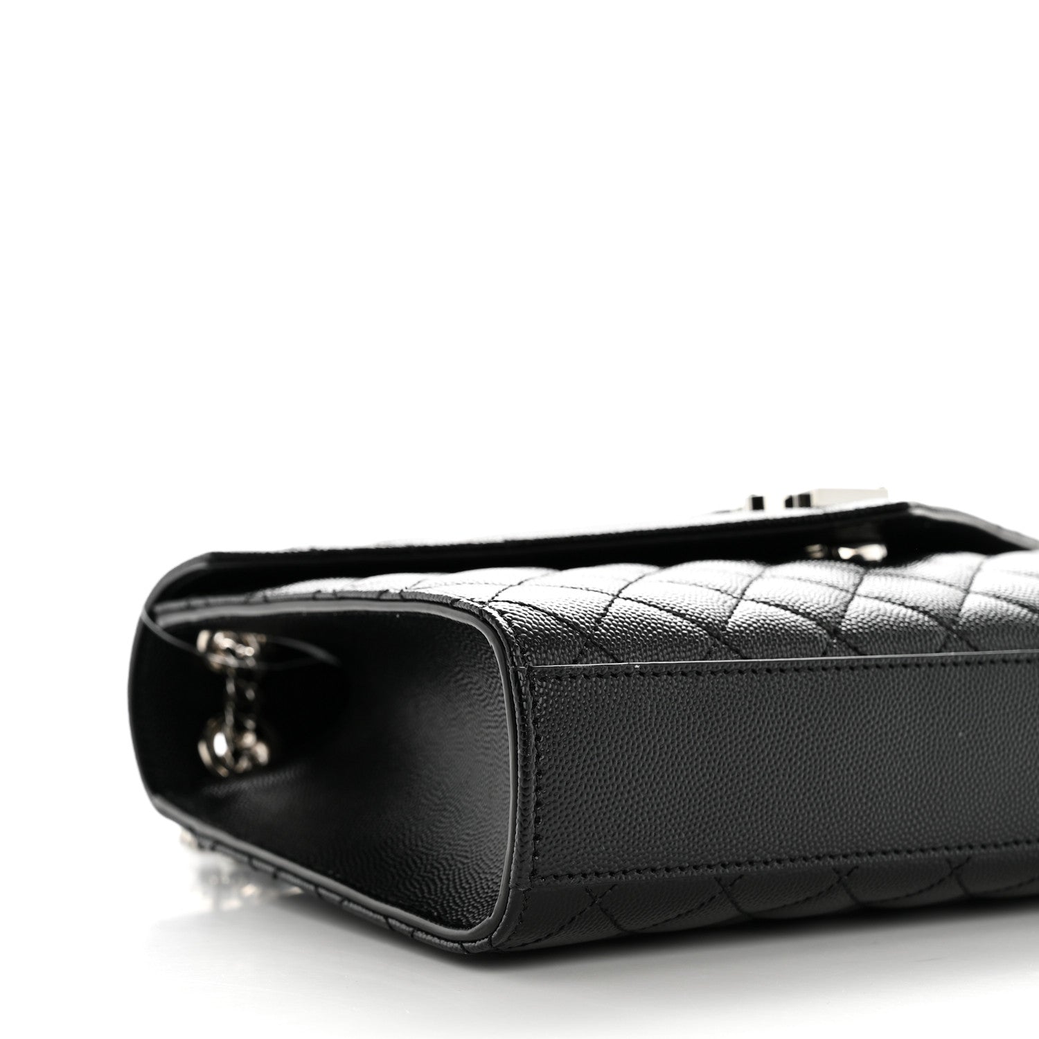 Saint Laurent Mixed Matelasse Triquilt Medium Monogram Satchel Black