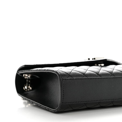 Saint Laurent Mixed Matelasse Triquilt Medium Monogram Satchel Black