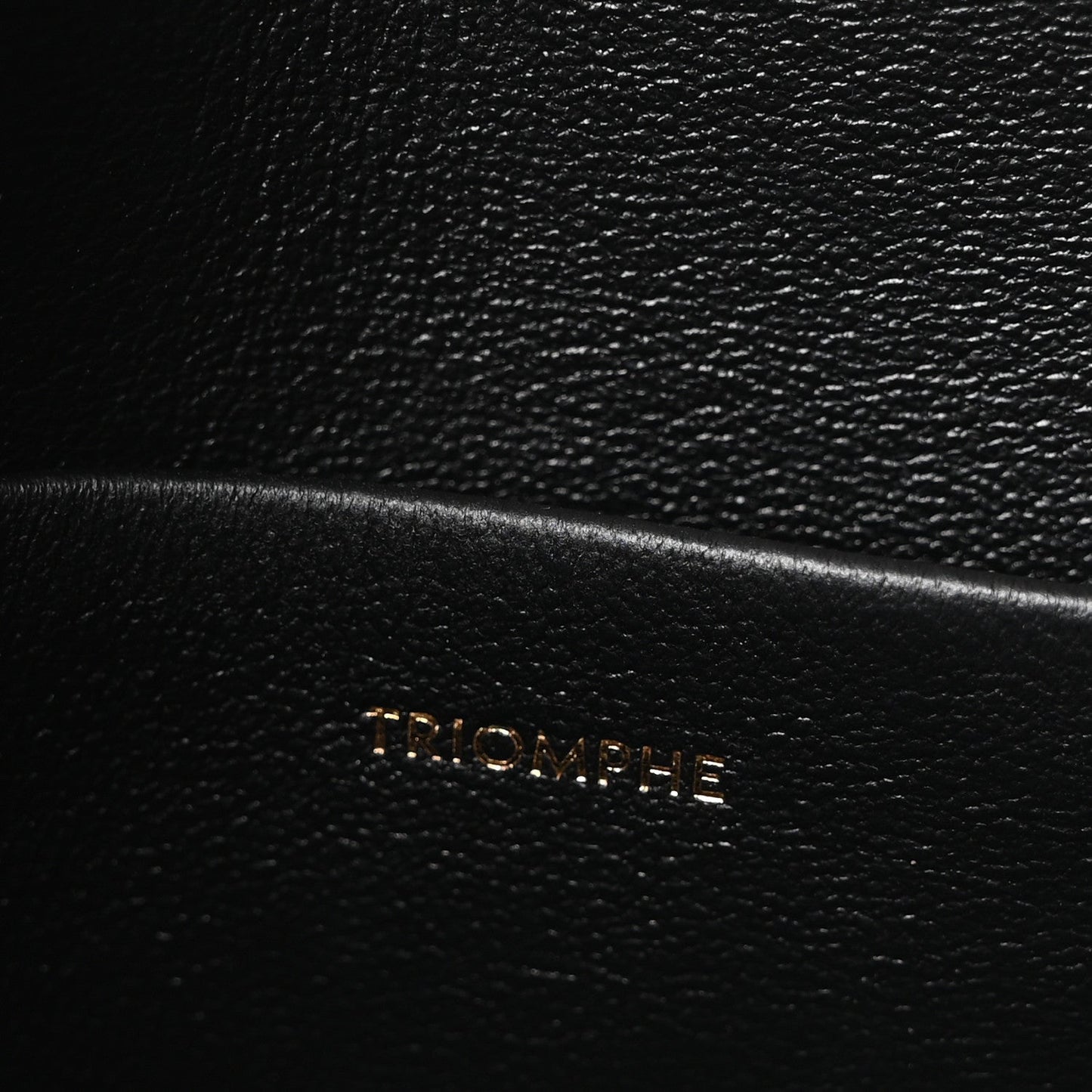 Black leather with gold TRIOMPHE embossing