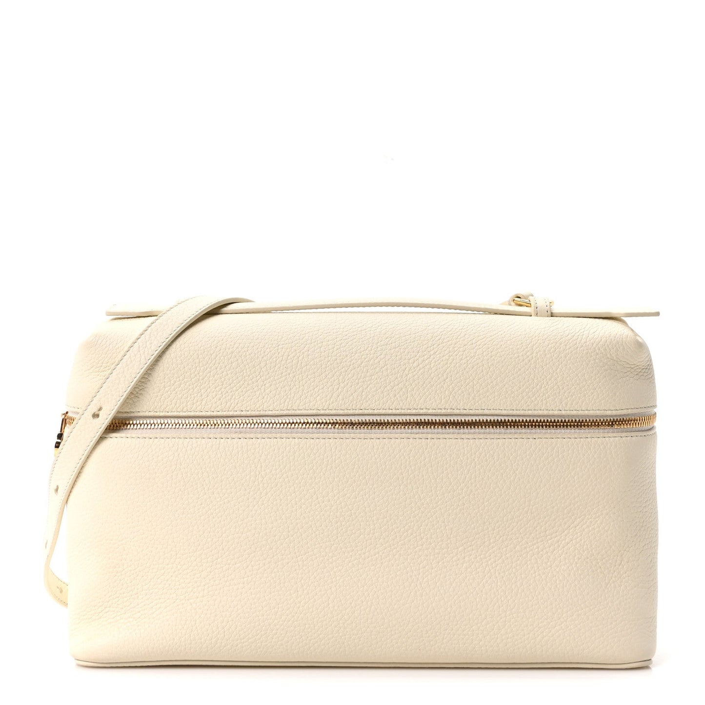 White lambskin extra pocket bag with top zip and crossbody strap
