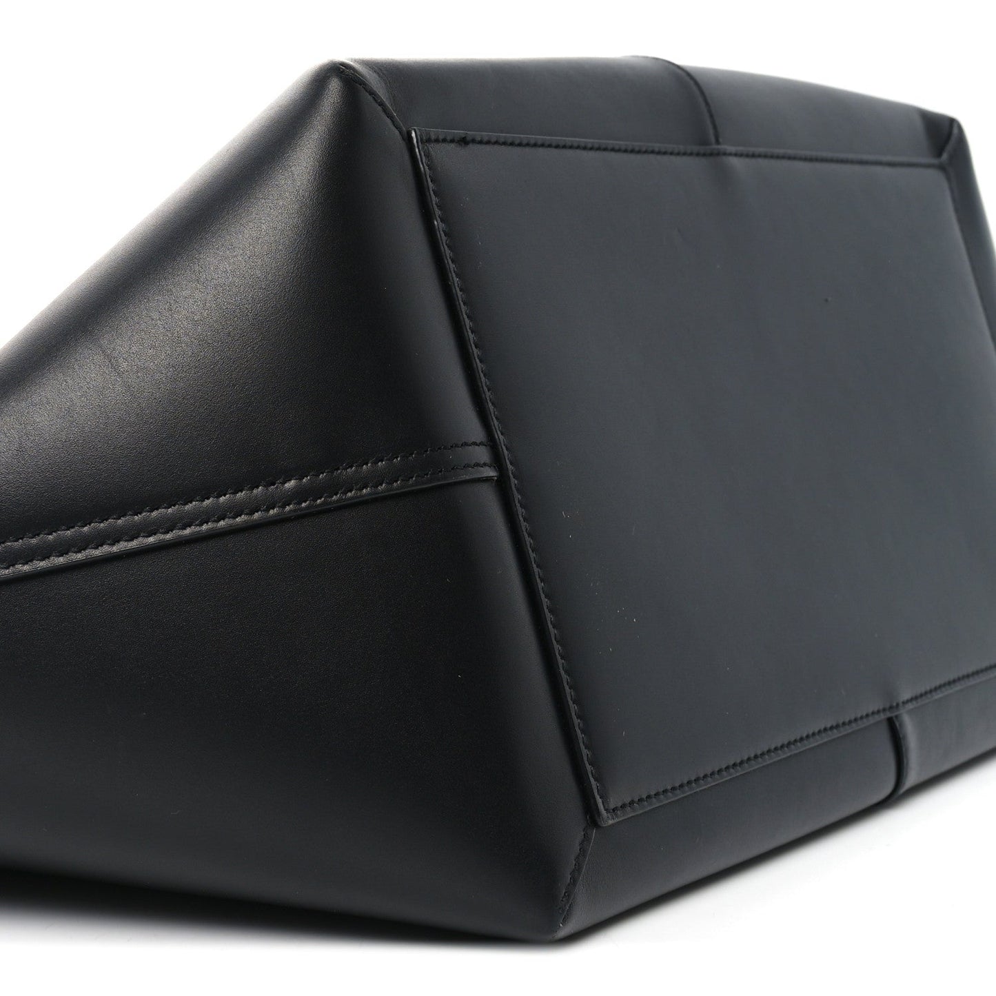 Saint Laurent Smooth Calfskin Maxi Trapezoid Shopping Tote Black