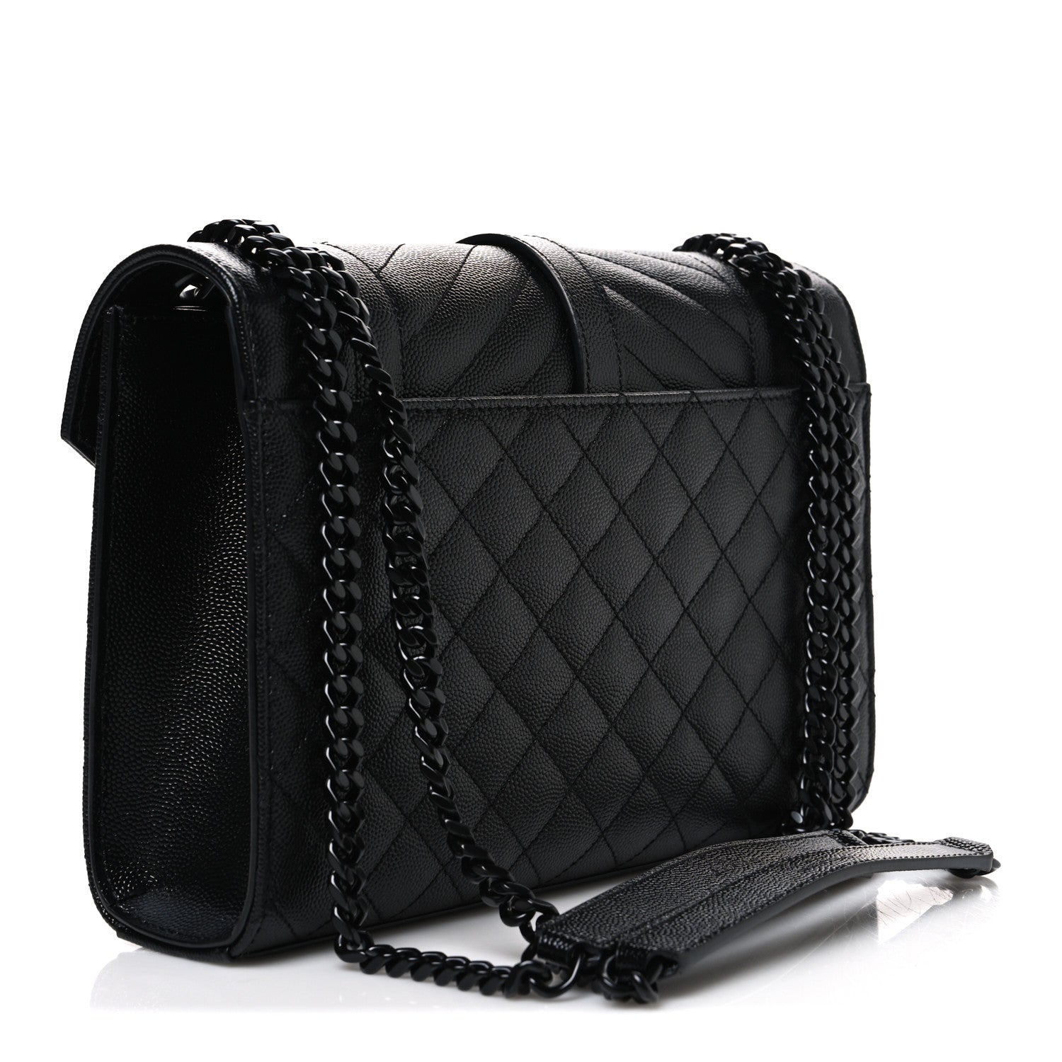 Saint Laurent Grain De Poudre Matelasse Medium Monogram Satchel Black