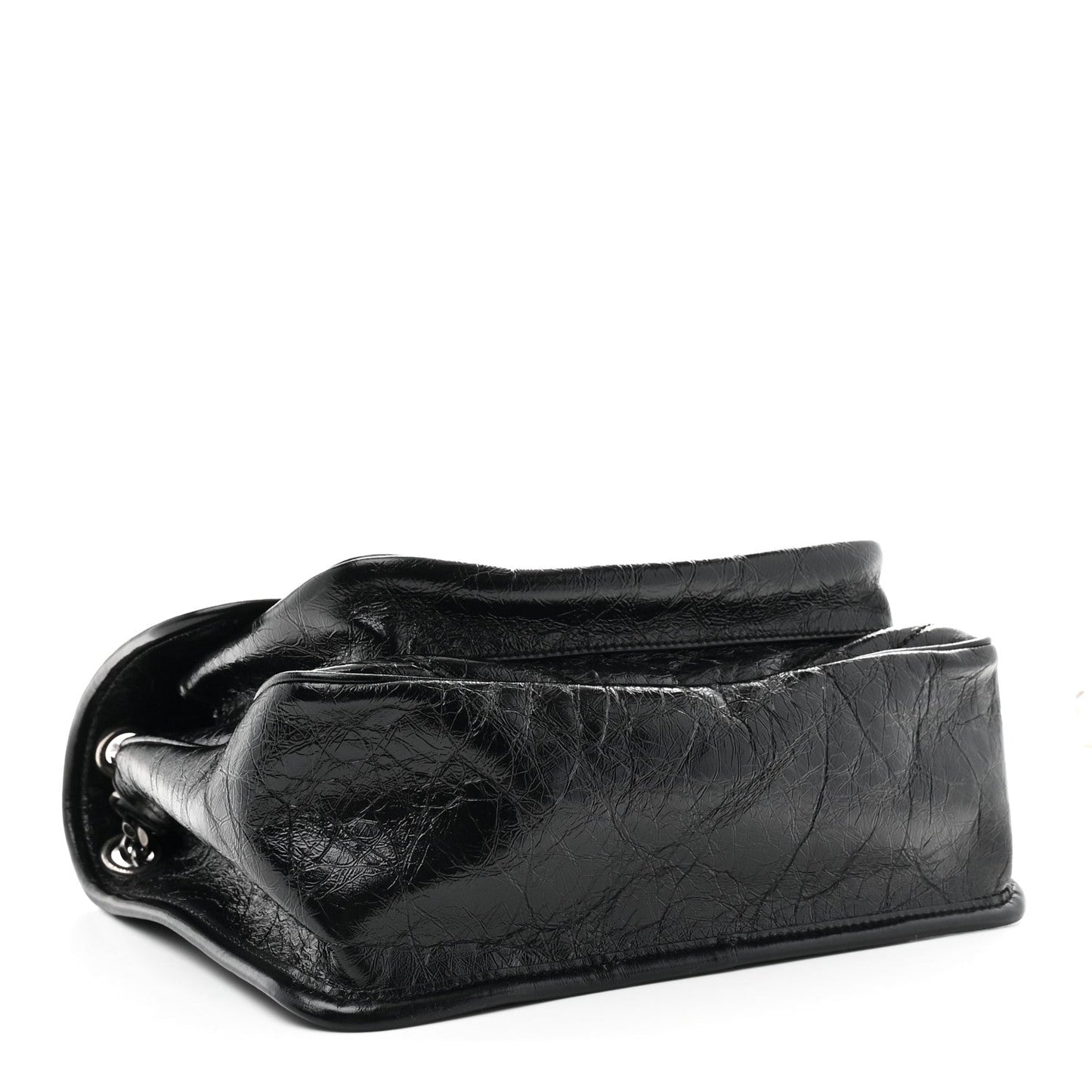Saint Laurent Niki Medium Chain Satchel Crinkled Calfskin Black