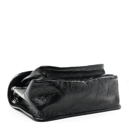 Saint Laurent Niki Medium Chain Satchel Crinkled Calfskin Black