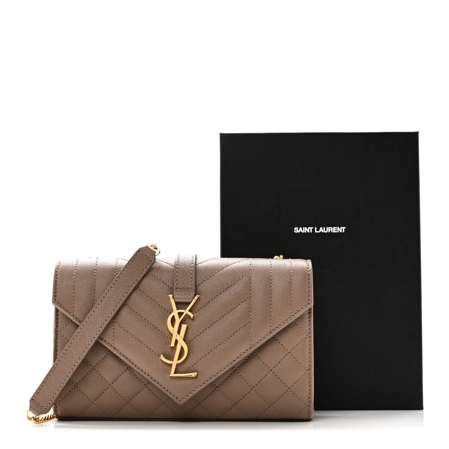Saint Laurent Grain De Poudre Matelasse Triquilt Small Monogram Satchel Dark Beige