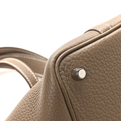 Taurillon Clemence Picotin Lock 18 PM Tote Bag Etoupe