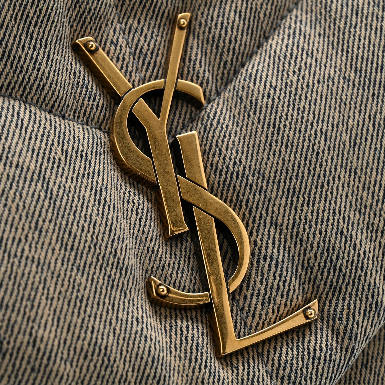 Saint Laurent Denim Quilted Medium Loulou Puffer Monogram Chain Satchel in Rodeo Blue