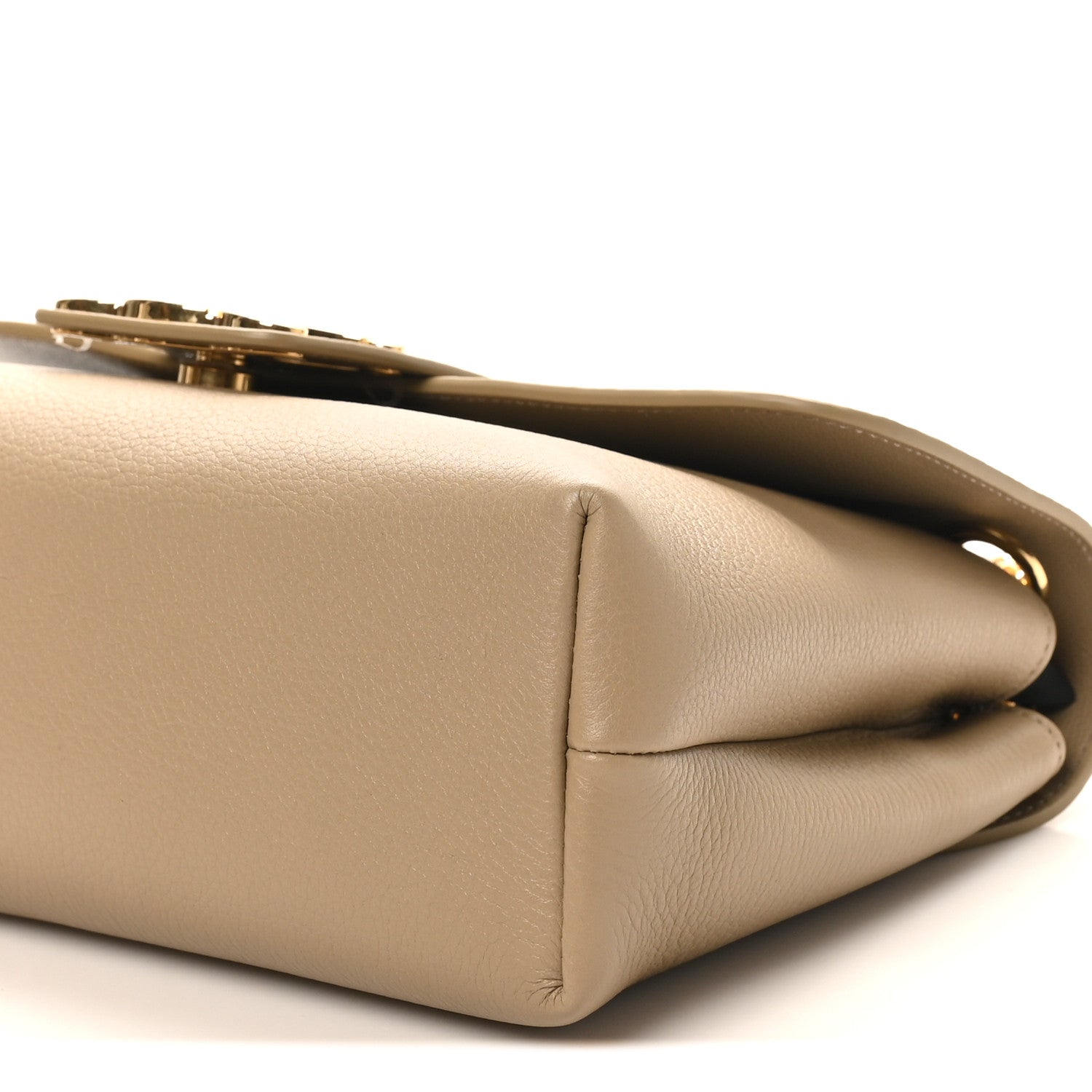 Celine tan calfskin Victoire medium bag side seam and corner with gold-tone hardware