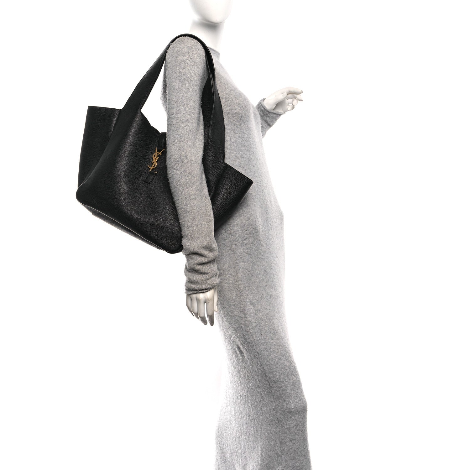 Saint Laurent Grained Deerskin Bea Tote Black