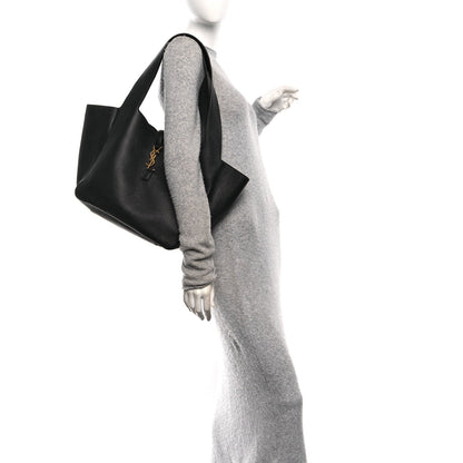 Saint Laurent Grained Deerskin Bea Tote Black