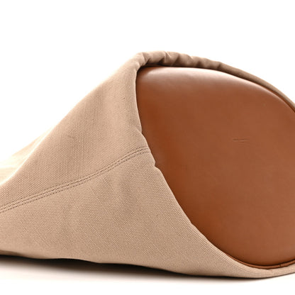 Saint Laurent Canvas Calfskin Lauren Panier Tote Desert Dust