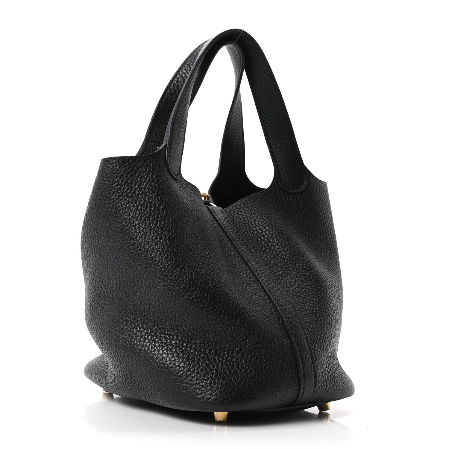 Taurillon Clemence Leather Tote Bag 18 PM Black