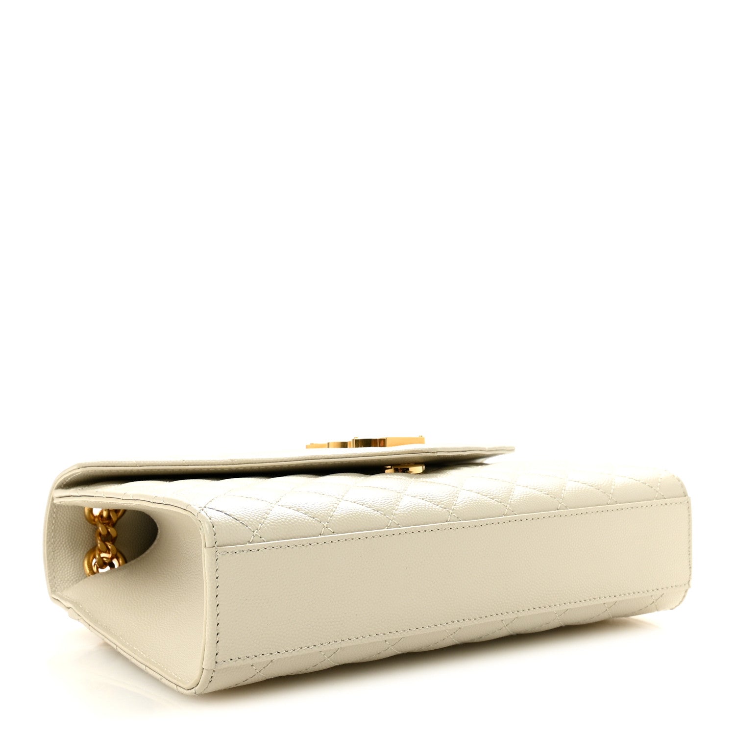 Saint Laurent Grain De Poudre Medium Triquilt Monogram Satchel Crema Soft