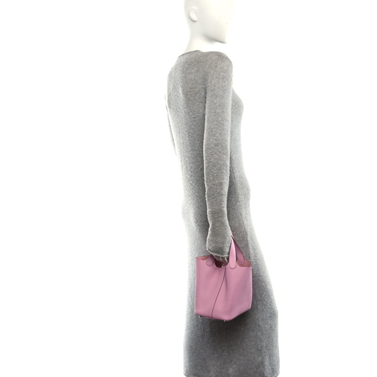 Taurillon Clemence Picotin Lock 18 PM Handbag in Rose Sakura