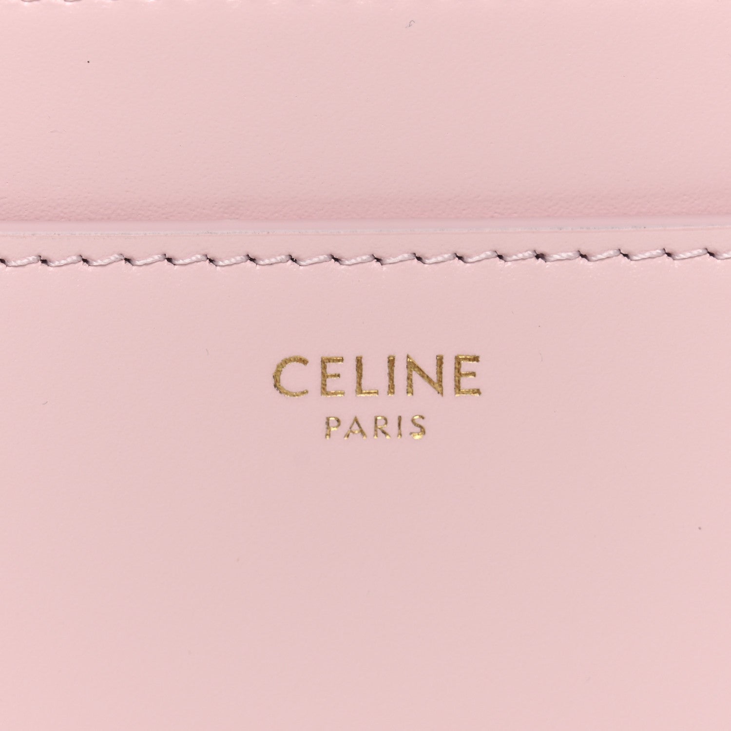 Pastel pink leather mini bag panel with CELINE PARIS embossed logo