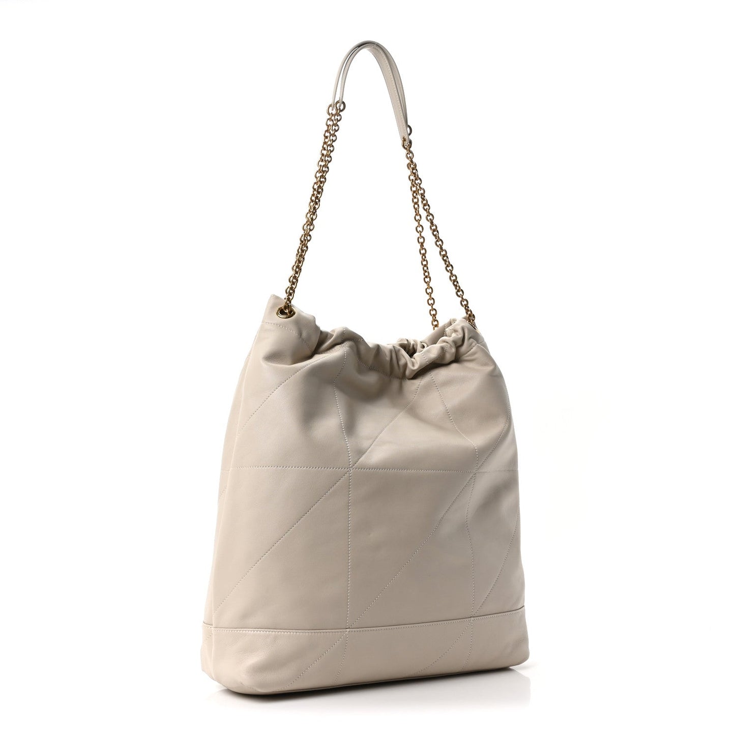 SAINT LAURENT Lambskin Matelasse Monogram Large Jamie 4.3 Pochon Crema Soft Off White