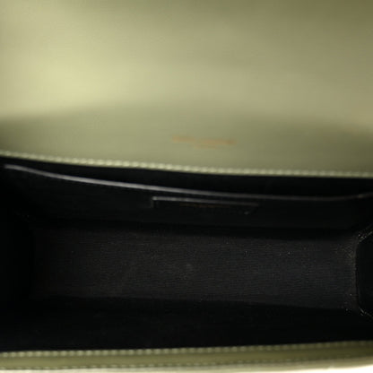 Saint Laurent Grain De Poudre Matelasse Triquilt Medium Monogram Satchel Light Sage