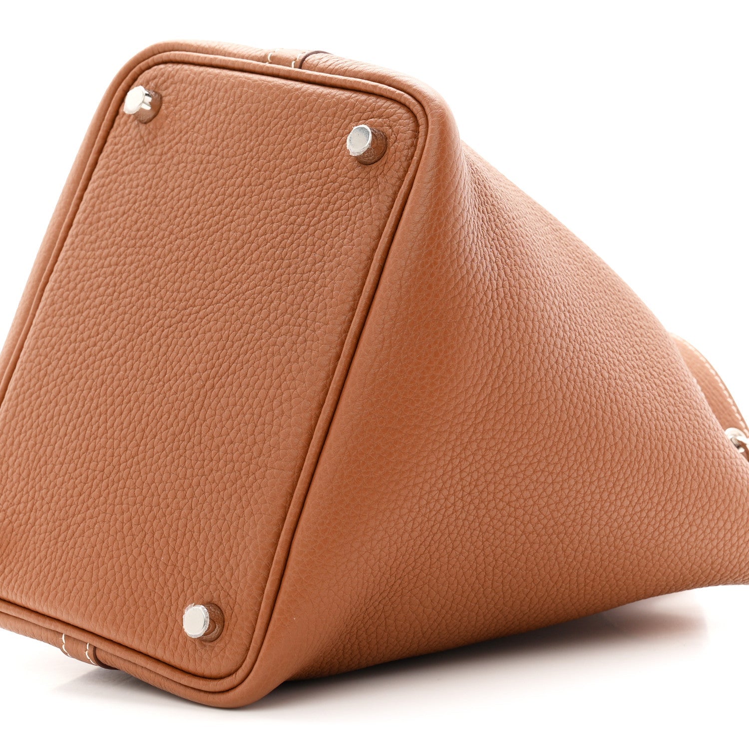 Taurillon Clemence Leather Bucket Tote Bag 18 PM Brown