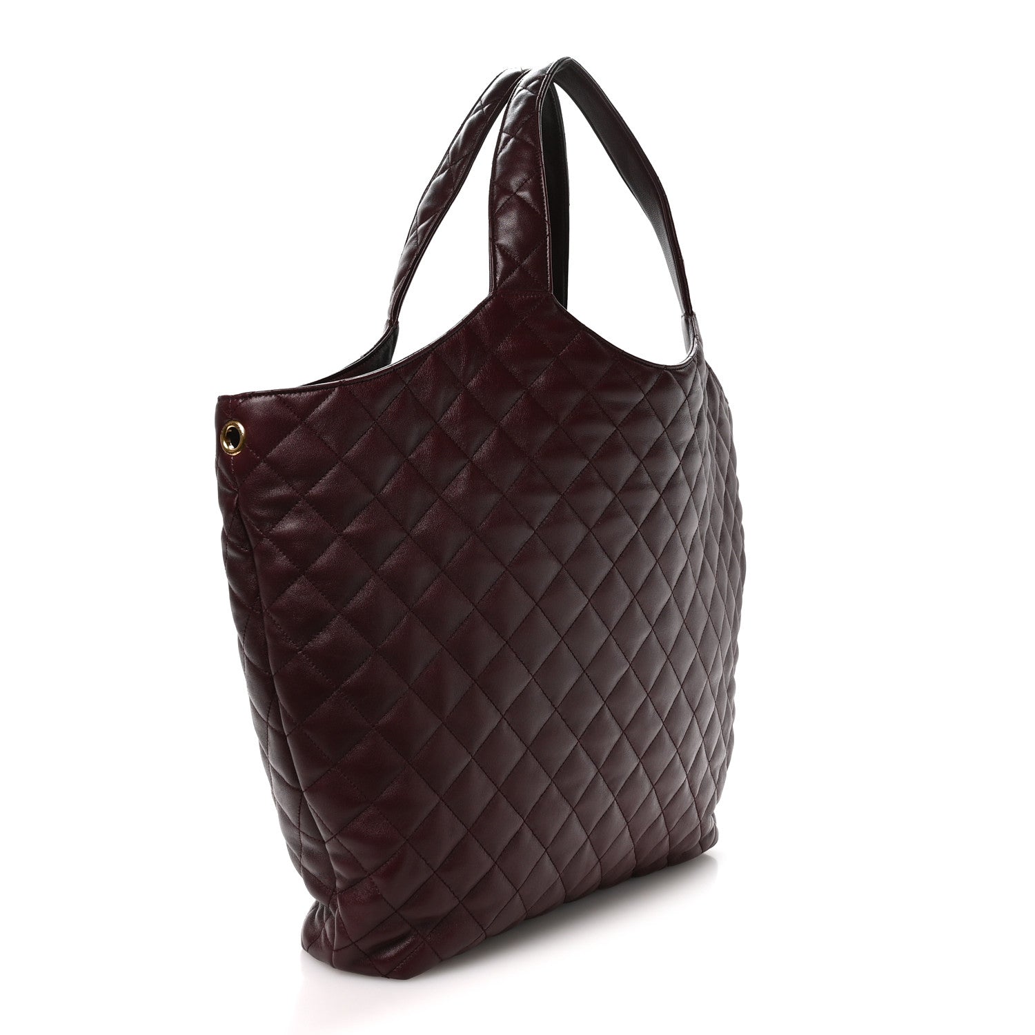Saint Laurent Lambskin Quilted Maxi Icare Shopping Tote Rouge Cabernet
