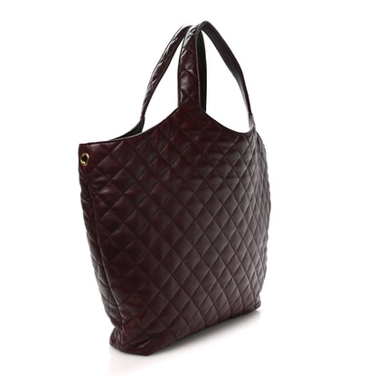 Saint Laurent Lambskin Quilted Maxi Icare Shopping Tote Rouge Cabernet