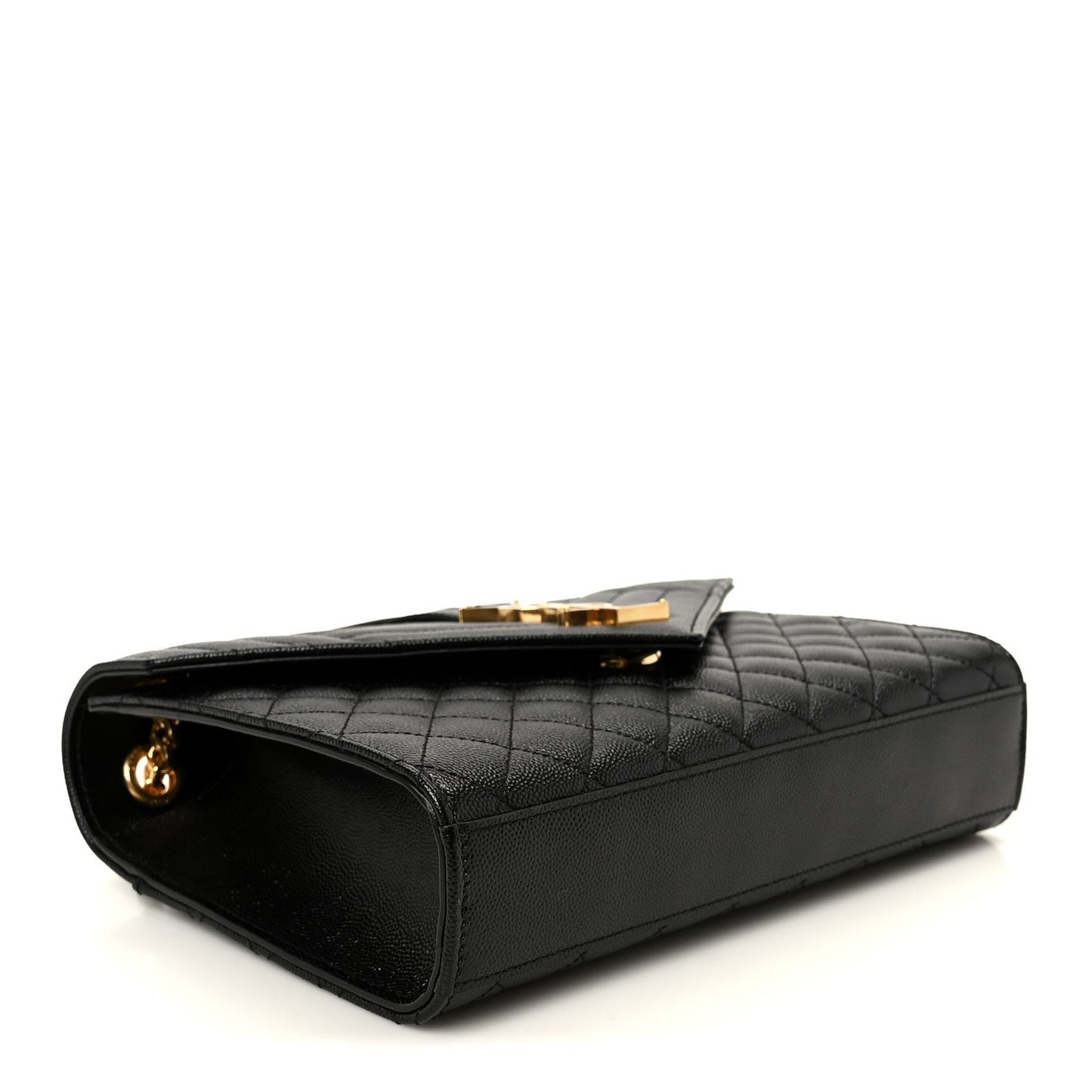 Saint Laurent Grain De Poudre Textured Mixed Matelasse Triquilt Medium Monogram Satchel Black